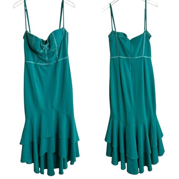 Katie May Loren Dress Spaghetti Strap Corset Mermaid Midi Teal Green Size XL - Picture 5 of 9
